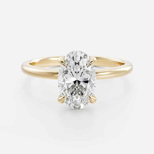 Solitaire- 1.5 CT Oval Moissanite Engagement RingSolitaire- 1.5 CT Oval Moissanite Engagement Ring - Front view