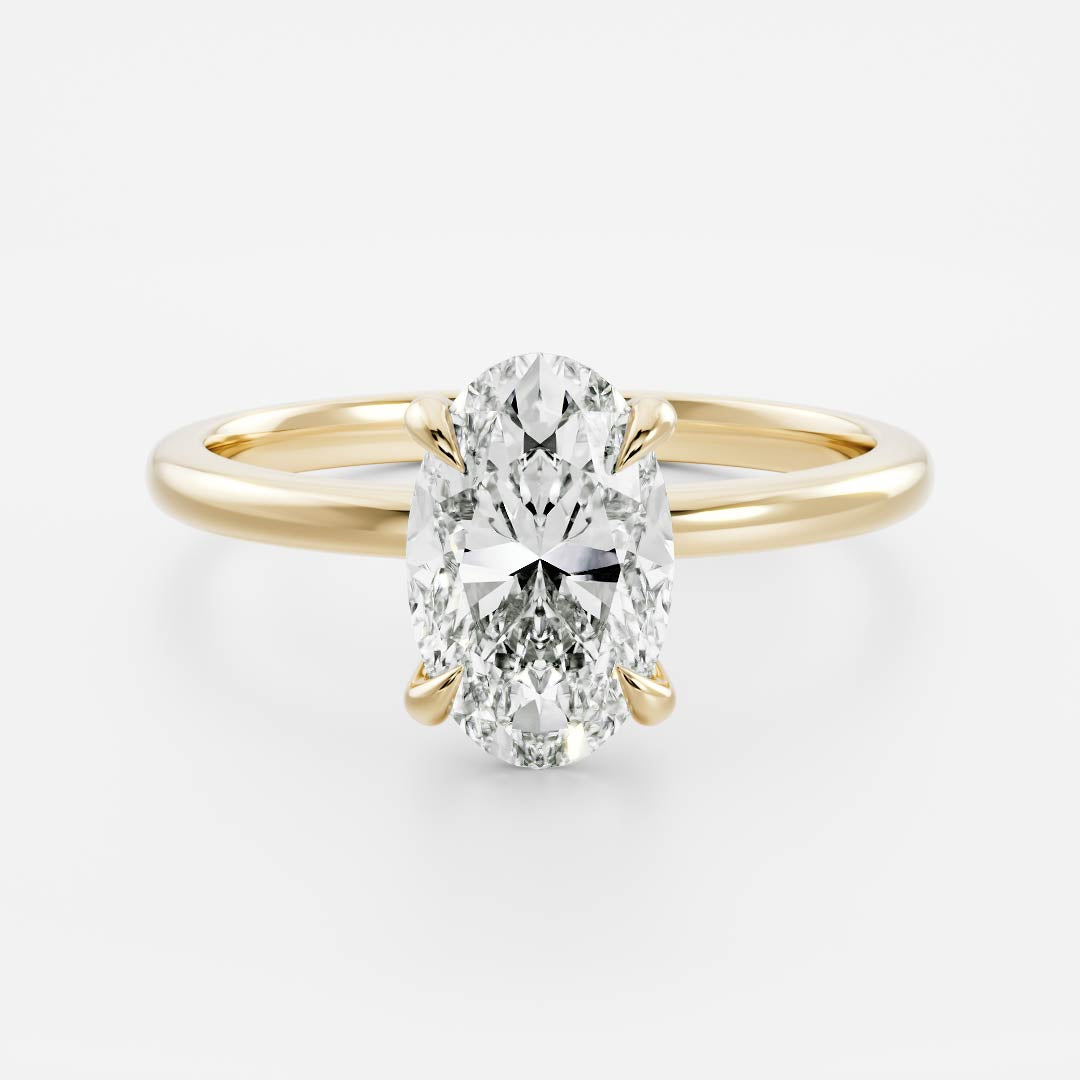 Solitaire- 1.5 CT Oval Moissanite Engagement RingSolitaire- 1.5 CT Oval Moissanite Engagement Ring - Front view
