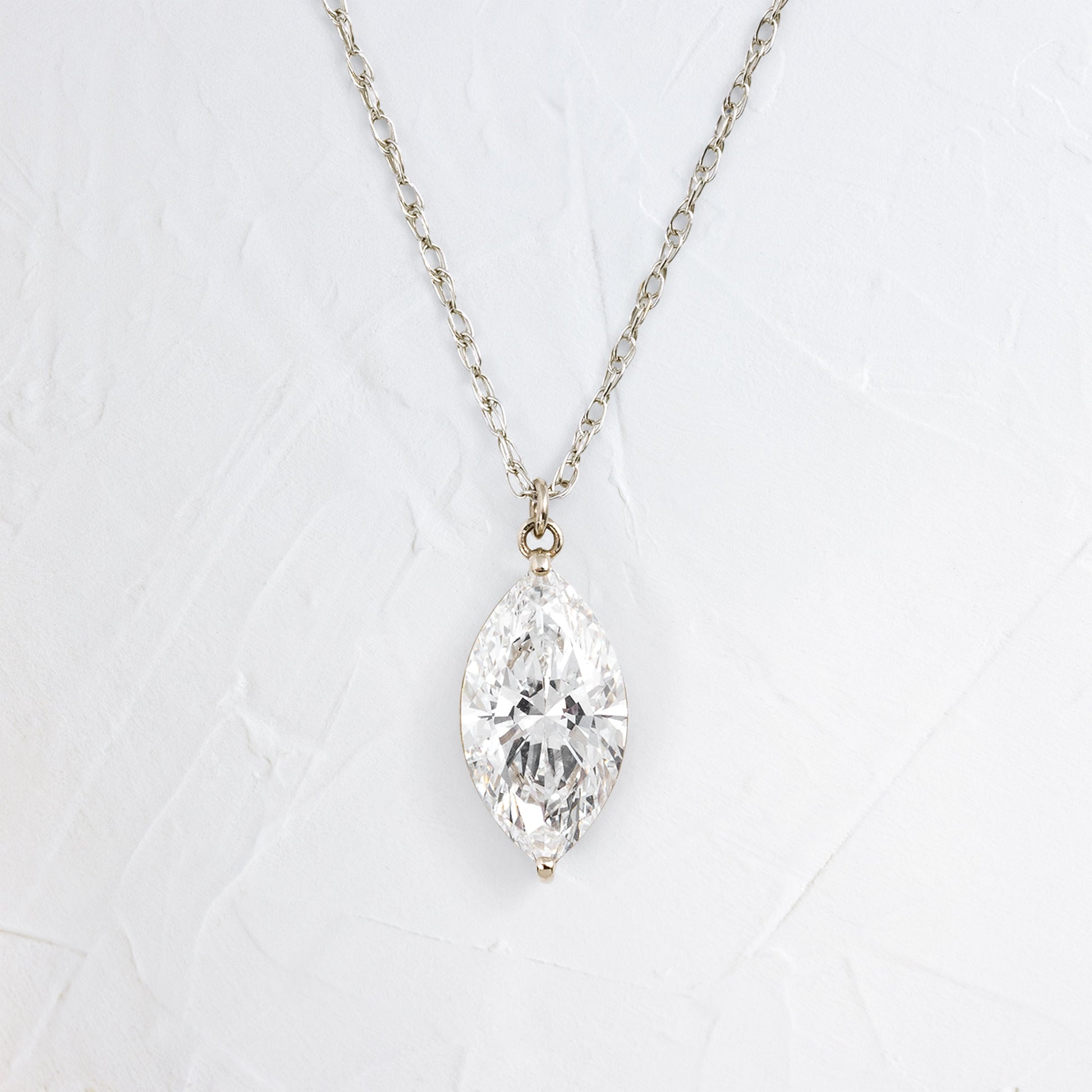 Solitaire- 2.0 CT Marquise Lab Grown Diamond NecklaceSolitaire- 2.0 CT Marquise Lab Grown Diamond Necklace - Front view