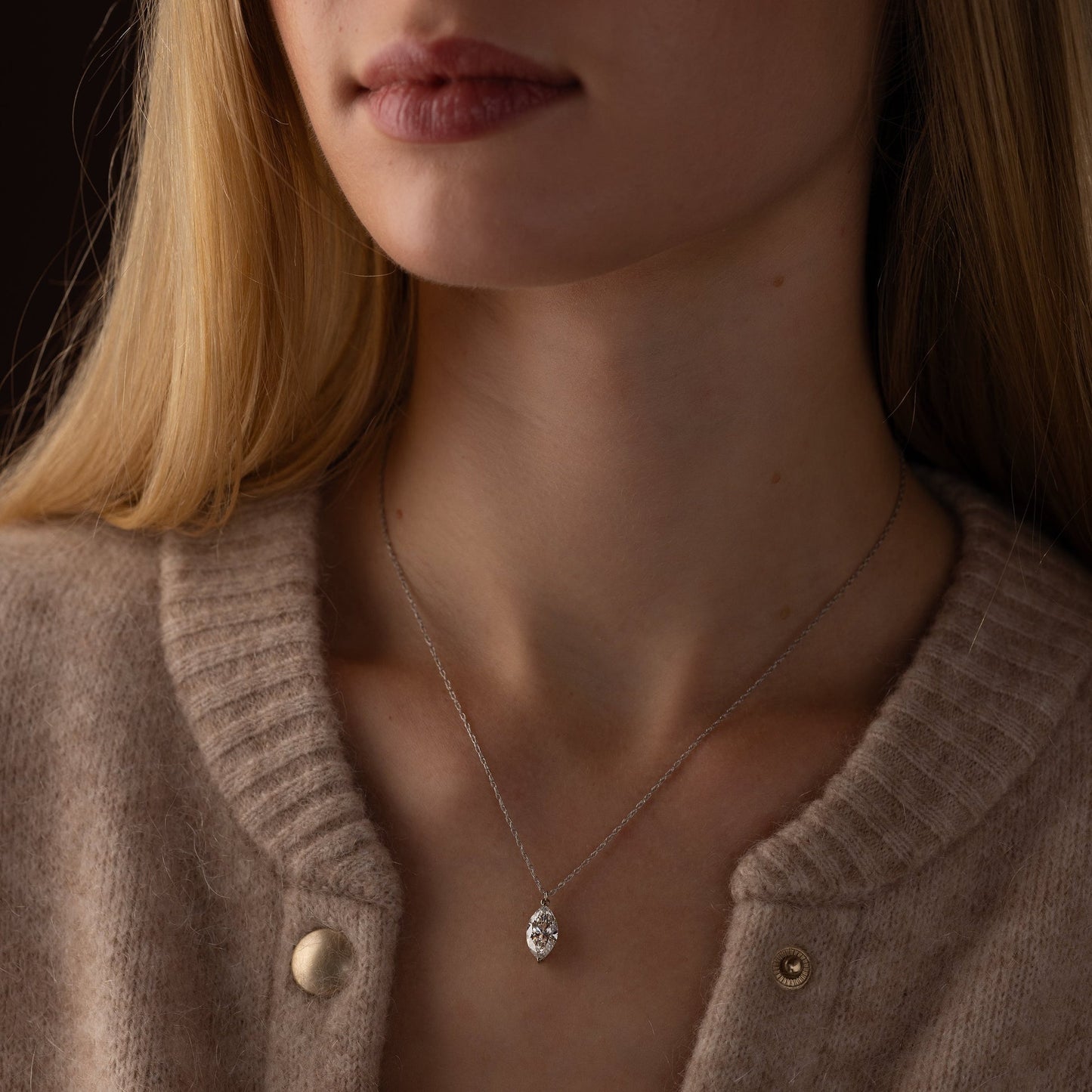 Solitaire- 2.0 CT Marquise Lab Grown Diamond NecklaceSolitaire- 2.0 CT Marquise Lab Grown Diamond Necklace - Front view