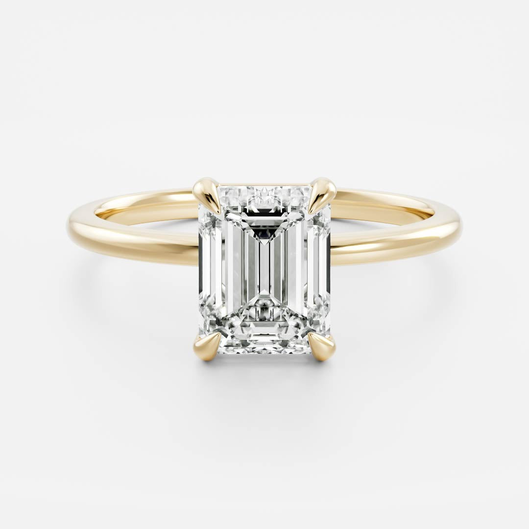 Solitaire- 2.2 CT Emerald Moissanite Engagement RingSolitaire- 2.2 CT Emerald Moissanite Engagement Ring - Front view