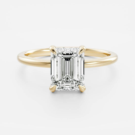 Solitaire- 2.2 CT Emerald Moissanite Engagement RingSolitaire- 2.2 CT Emerald Moissanite Engagement Ring - Front view