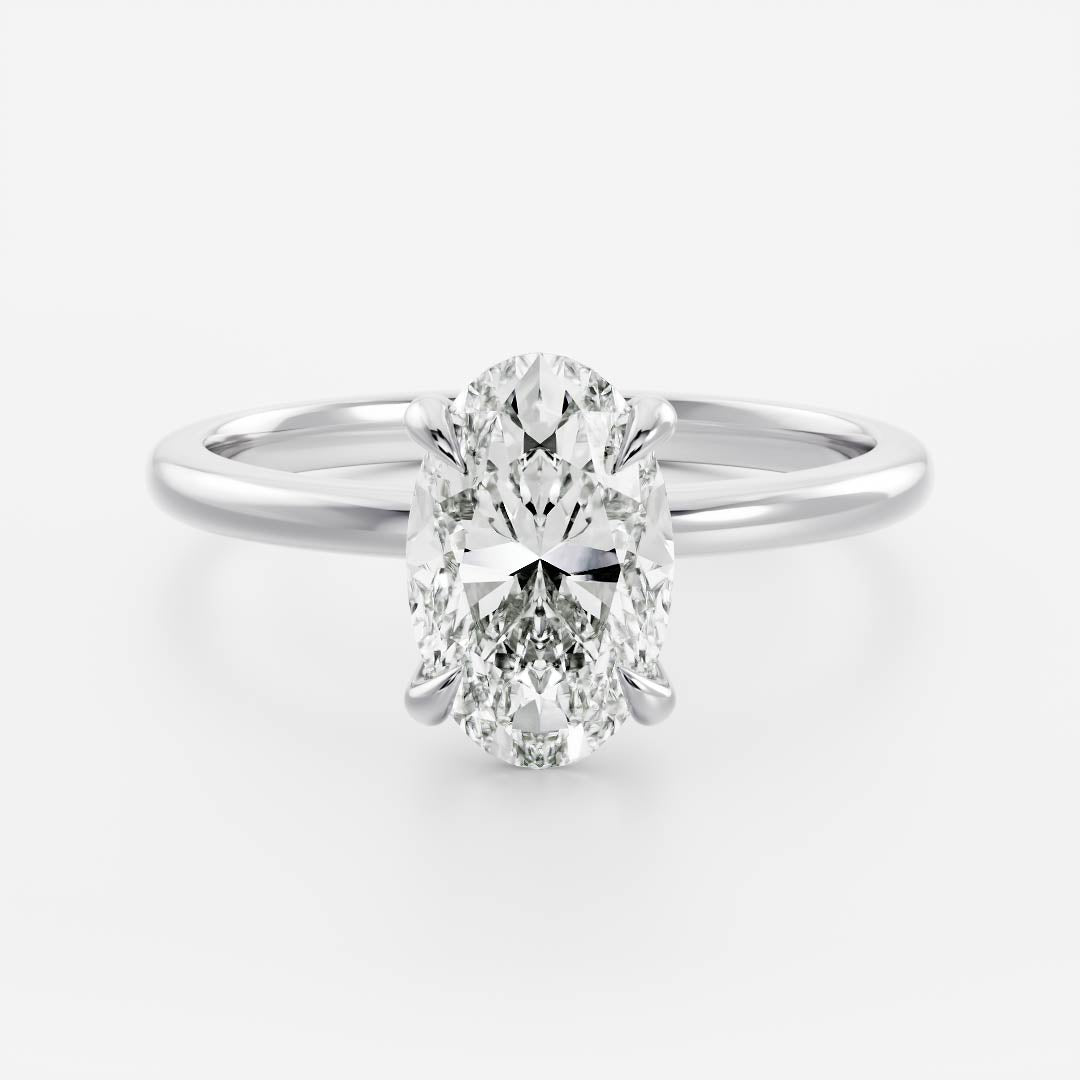 Solitaire- 2.3 CT Oval Moissanite Engagement RingSolitaire- 2.3 CT Oval Moissanite Engagement Ring - Front view