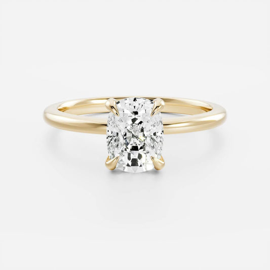 Solitaire- 4.2 CT Elongated Cushion Moissanite Engagement RingSolitaire- 4.2 CT Elongated Cushion Moissanite Engagement Ring - Front view
