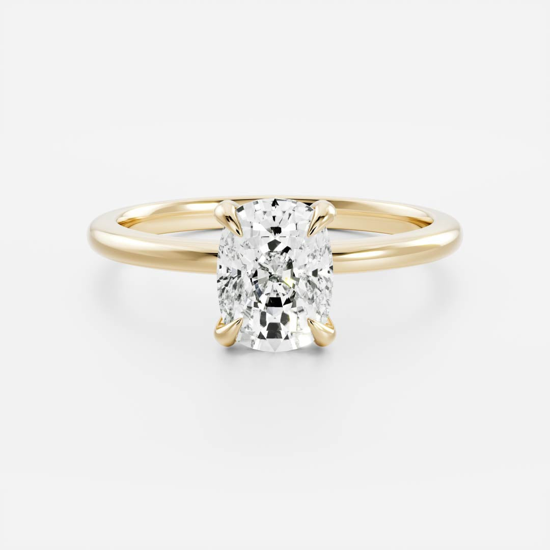 Solitaire- 4.2 CT Elongated Cushion Moissanite Engagement RingSolitaire- 4.2 CT Elongated Cushion Moissanite Engagement Ring - Front view