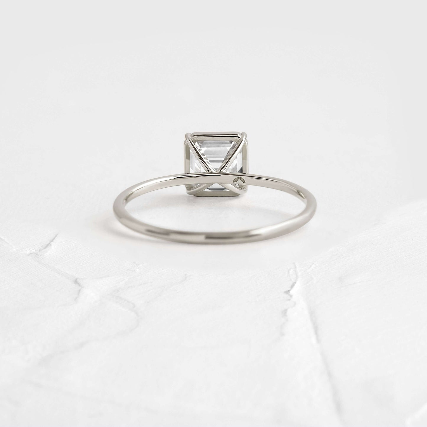Solitaire-Asscher Lab Grown Diamond Engagement Ring - Back view