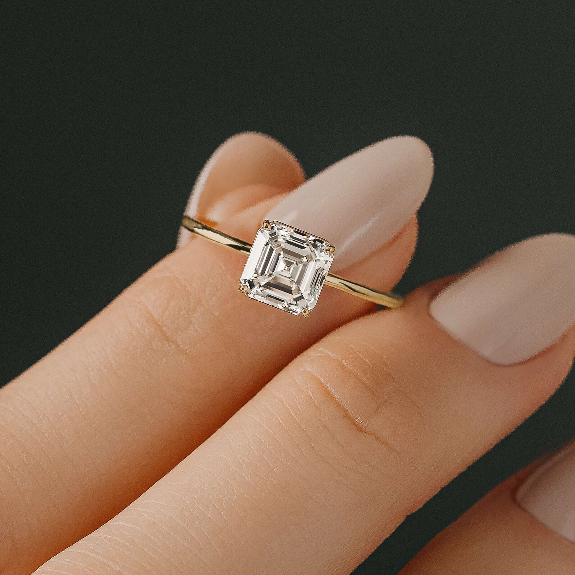 Solitaire-Asscher Lab Grown Diamond Engagement Ring - Detail view