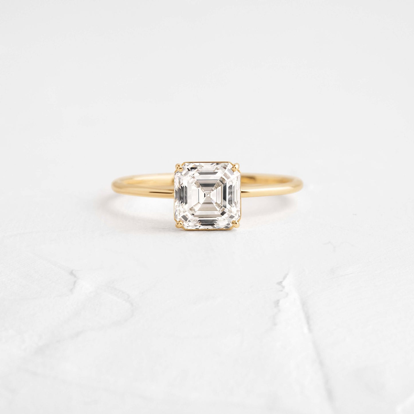 Solitaire-Asscher Lab Grown Diamond Engagement Ring - Front view