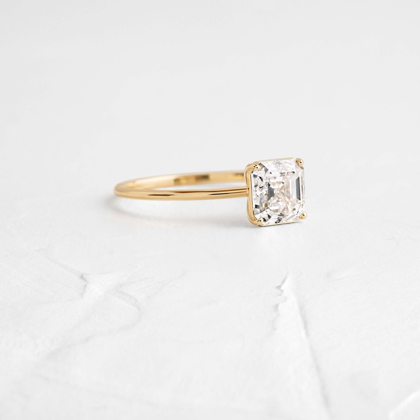 Solitaire-Asscher Lab Grown Diamond Engagement Ring - Front view