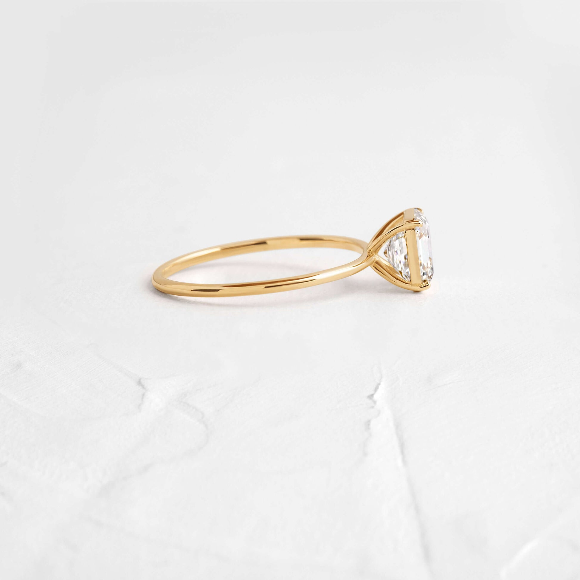 Solitaire-Asscher Lab Grown Diamond Engagement Ring - Side view