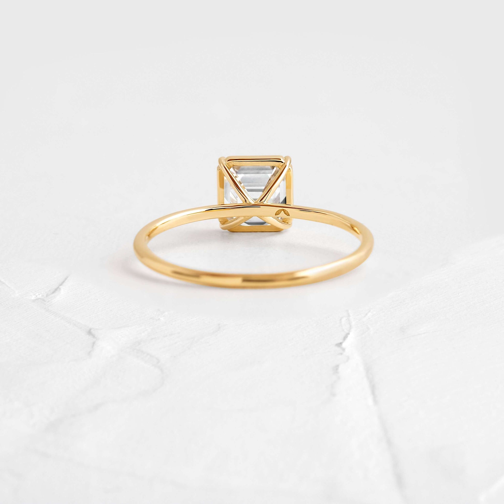 Solitaire-Asscher Lab Grown Diamond Engagement Ring - Back view