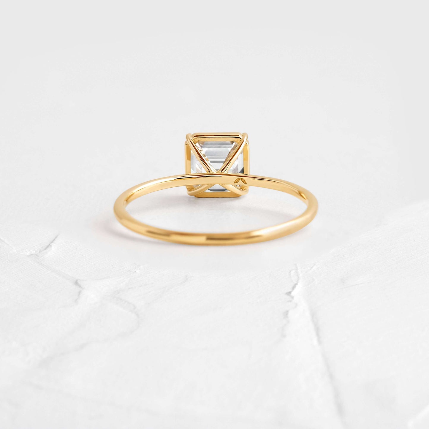 Solitaire-Asscher Lab Grown Diamond Engagement Ring - Back view