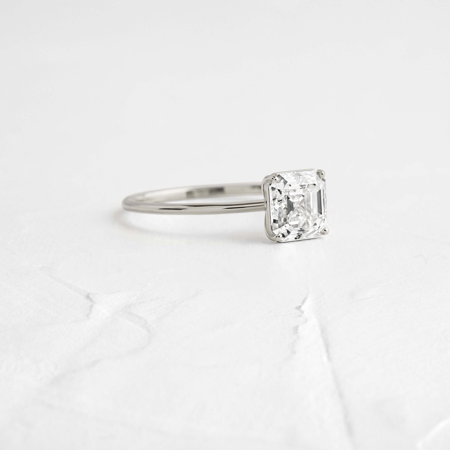 Solitaire-Asscher Lab Grown Diamond Engagement Ring - Front view