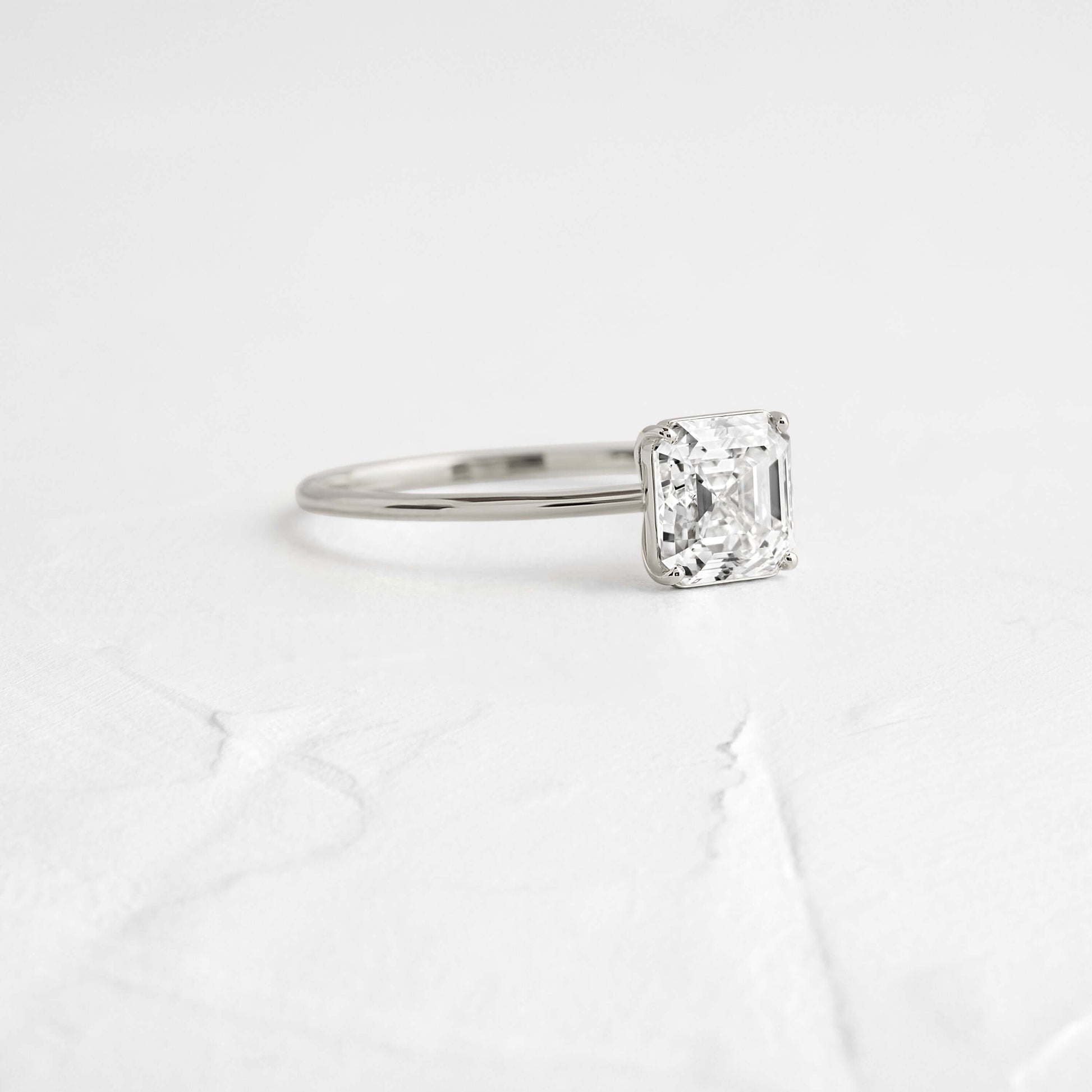 Solitaire-Asscher Lab Grown Diamond Engagement Ring - Front view
