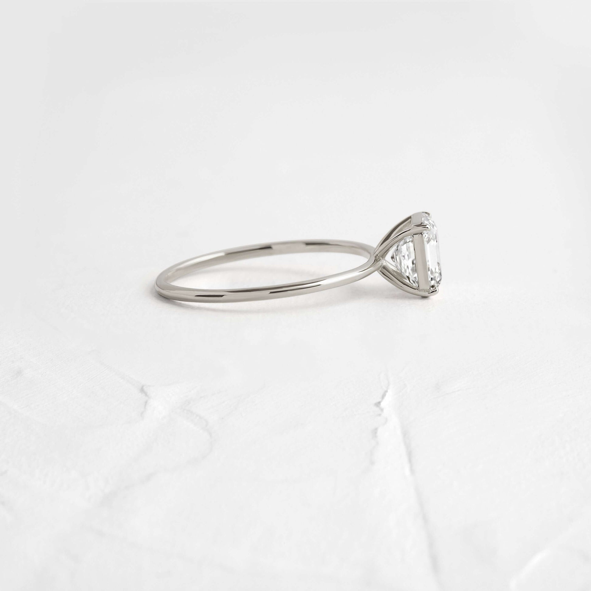 Solitaire-Asscher Lab Grown Diamond Engagement Ring - Side view