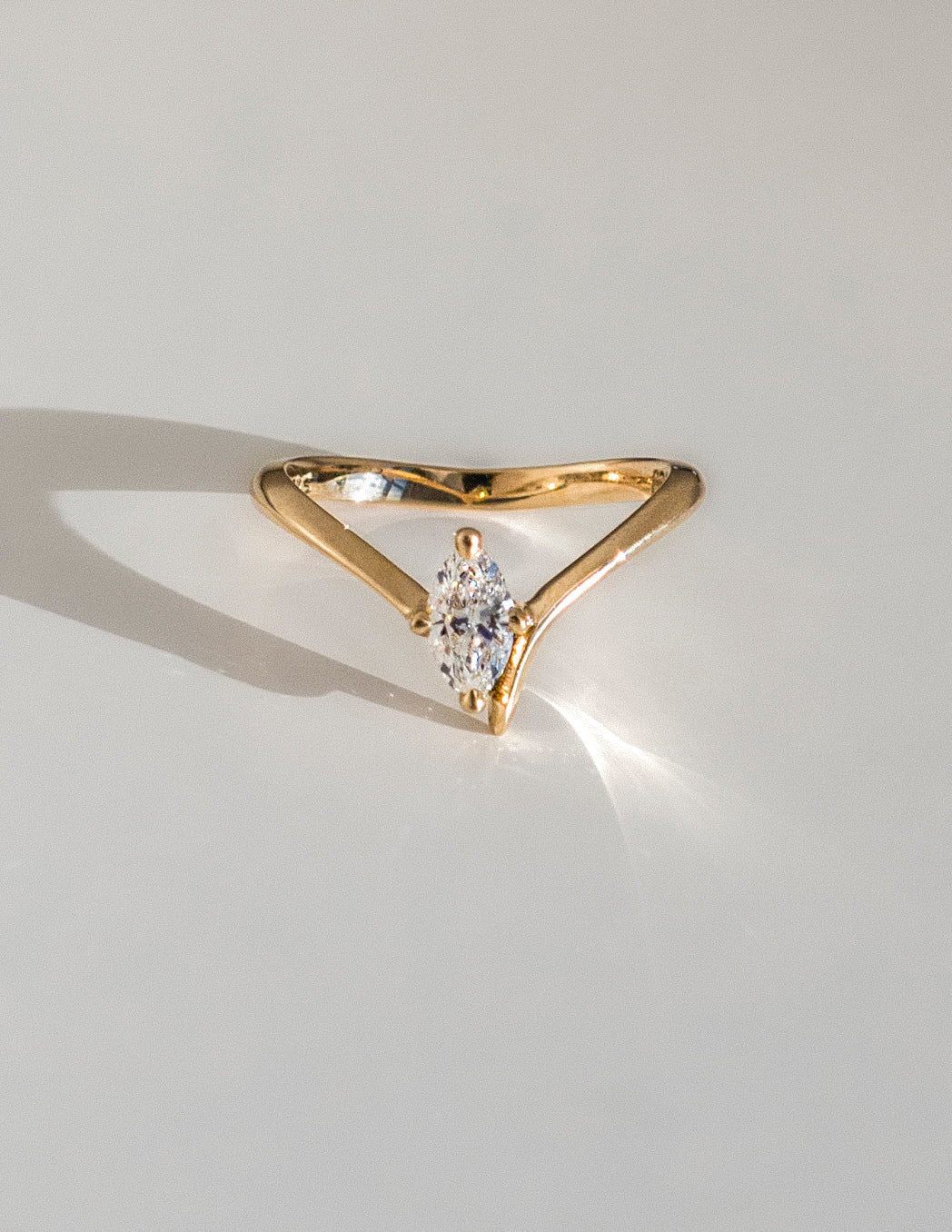 Solitaire Asymmetrical Band-Marquise Lab Grown Diamond Engagement Ring - Front view