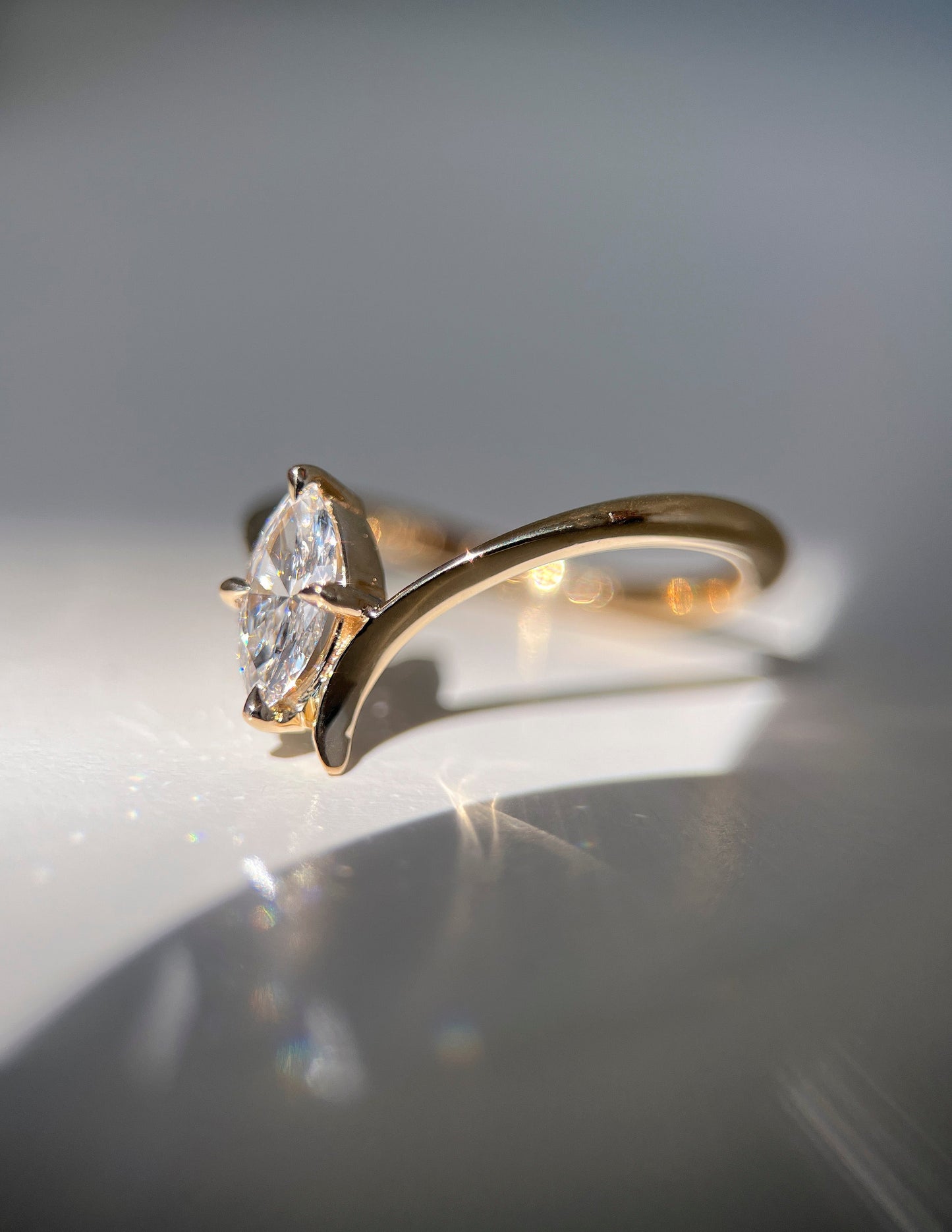 Solitaire Asymmetrical Band-Marquise Lab Grown Diamond Engagement Ring - Lifestyle