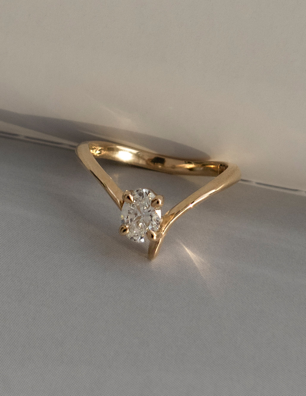Solitaire Asymmetrical Band-Oval Lab Grown Diamond Engagement Ring - Lifestyle
