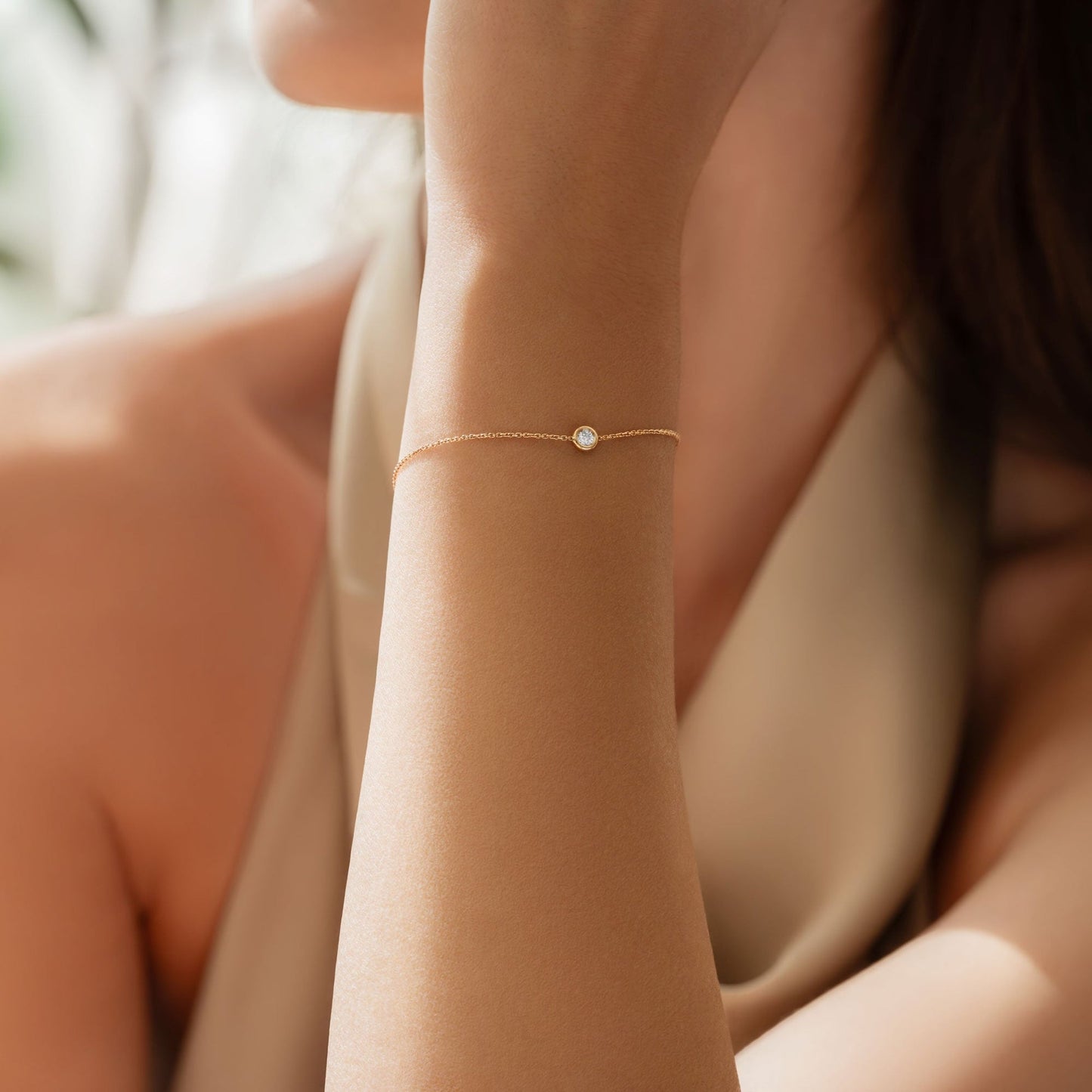 Solitaire Bezel-0.10 CT Round Lab Grown Diamond BraceletsSolitaire Bezel-0.10 CT Round Lab Grown Diamond Bracelets - Side view