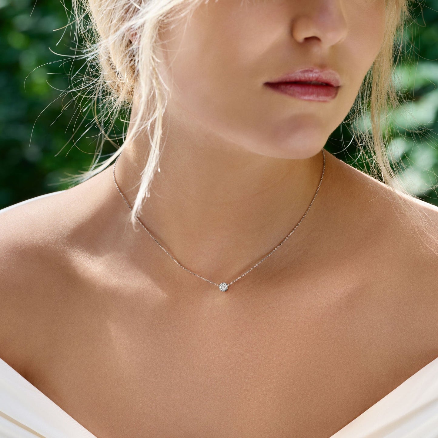 Solitaire Bezel- 0.5 CT Round Lab Grown Diamond NecklaceSolitaire Bezel- 0.5 CT Round Lab Grown Diamond Necklace - Front view