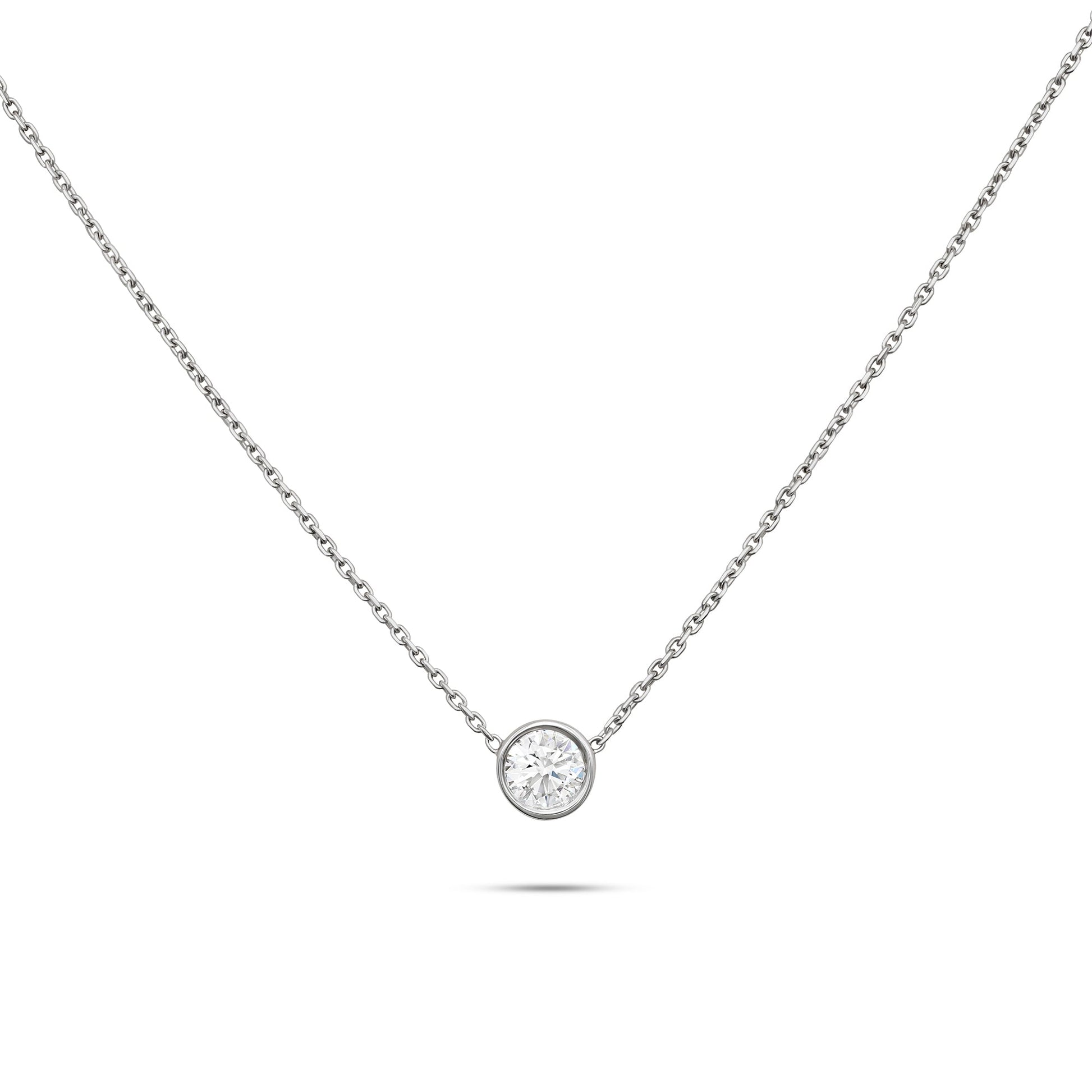 Solitaire Bezel- 0.5 CT Round Lab Grown Diamond NecklaceSolitaire Bezel- 0.5 CT Round Lab Grown Diamond Necklace - Back view