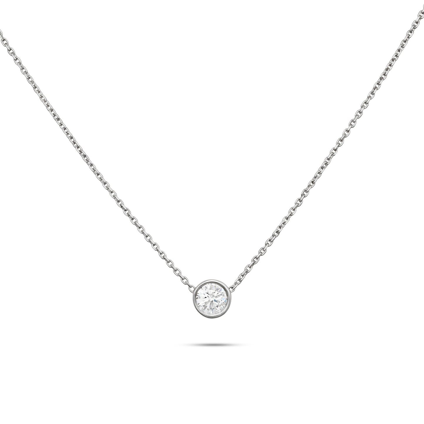Solitaire Bezel- 0.5 CT Round Lab Grown Diamond NecklaceSolitaire Bezel- 0.5 CT Round Lab Grown Diamond Necklace - Back view