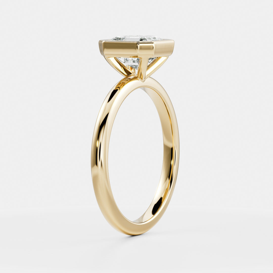 Solitaire Bezel- 1.3 CT Asscher Moissanite Engagement RingSolitaire Bezel- 1.3 CT Asscher Moissanite Engagement Ring - Front view