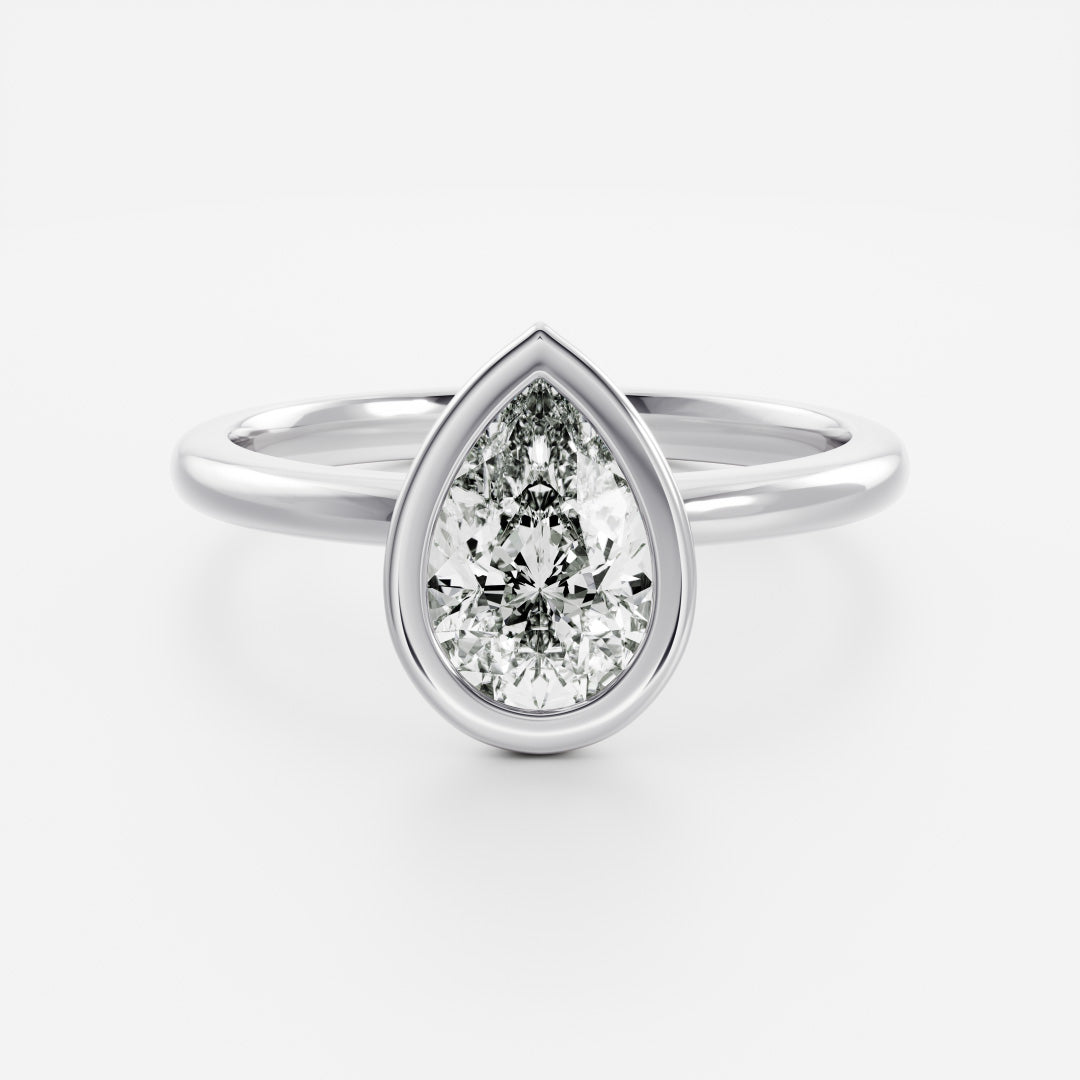 Solitaire Bezel- 1.33 CT Pear Moissanite Engagement RingSolitaire Bezel- 1.33 CT Pear Moissanite Engagement Ring - Detail view