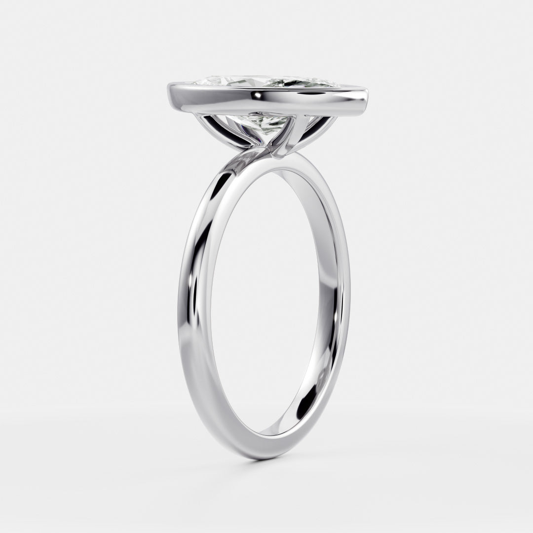 Solitaire Bezel- 1.5 CT Marquise Moissanite Engagement RingSolitaire Bezel- 1.5 CT Marquise Moissanite Engagement Ring - On model