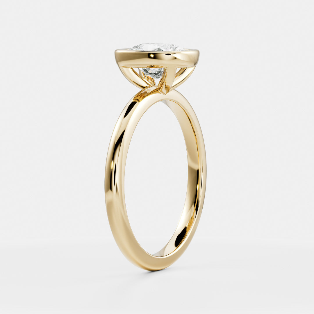 Solitaire Bezel- 2.0 CT Elongated Cushion Moissanite Engagement RingSolitaire Bezel- 2.0 CT Elongated Cushion Moissanite Engagement Ring - Front view