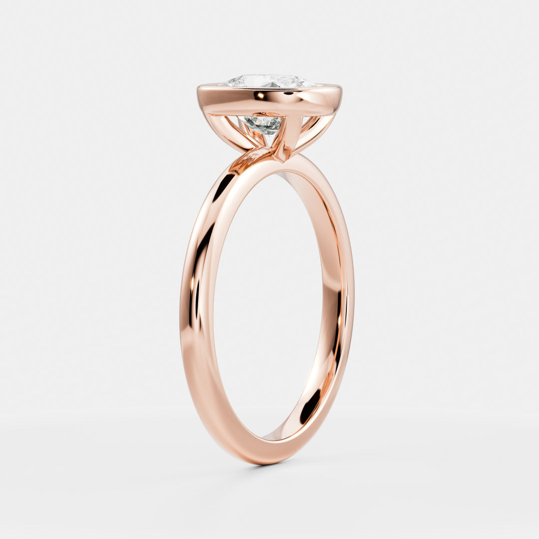 Solitaire Bezel- 2.0 CT Elongated Cushion Moissanite Engagement RingSolitaire Bezel- 2.0 CT Elongated Cushion Moissanite Engagement Ring - Side view