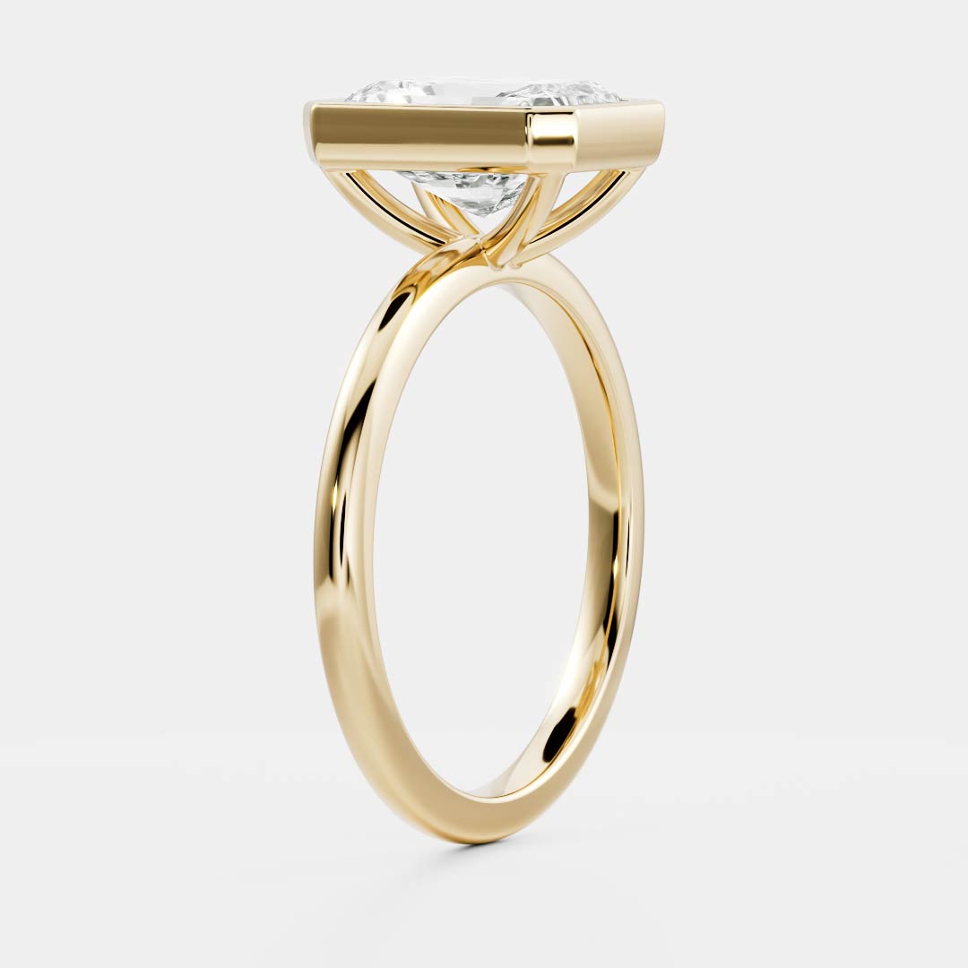 Solitaire Bezel- 2.40 CT Radiant Moissanite Engagement RingSolitaire Bezel- 2.40 CT Radiant Moissanite Engagement Ring - Front view