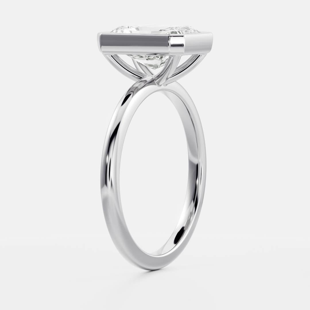 Solitaire Bezel- 2.40 CT Radiant Moissanite Engagement RingSolitaire Bezel- 2.40 CT Radiant Moissanite Engagement Ring - Detail view