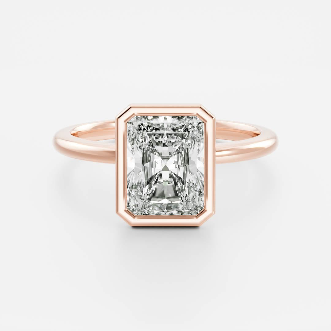 Solitaire Bezel- 2.40 CT Radiant Moissanite Engagement RingSolitaire Bezel- 2.40 CT Radiant Moissanite Engagement Ring - On model