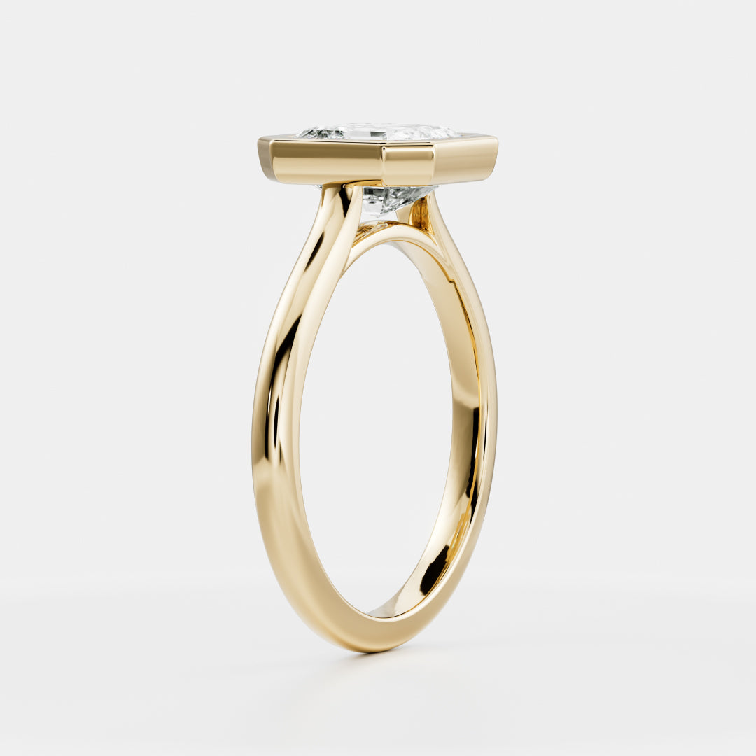 Solitaire Bezel-Asscher Lab Grown Diamond Engagement Ring - Front view