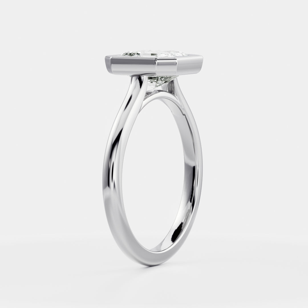 Solitaire Bezel-Asscher Lab Grown Diamond Engagement Ring - Detail view