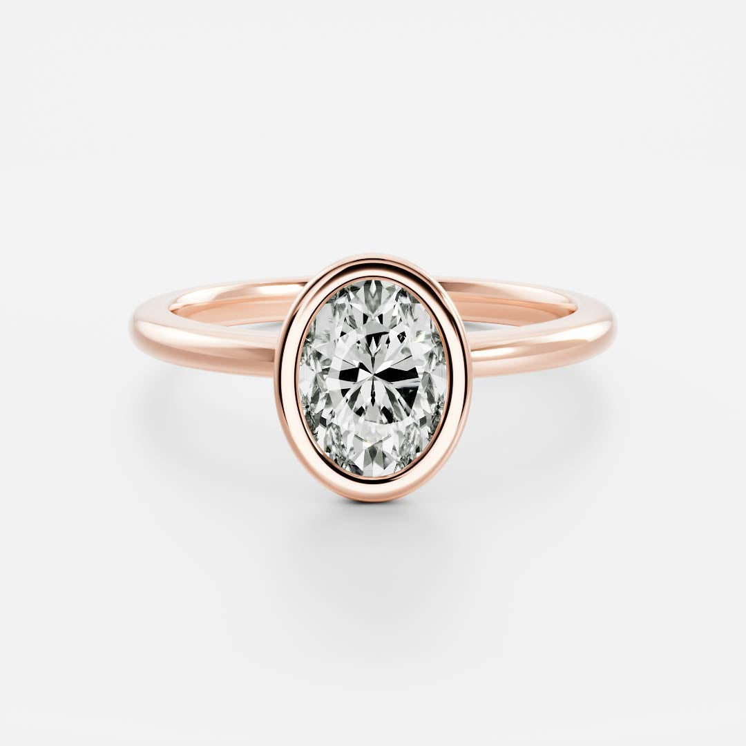 Solitaire Bezel Cathedral-Oval Lab Grown Diamond Engagement Ring - Lifestyle
