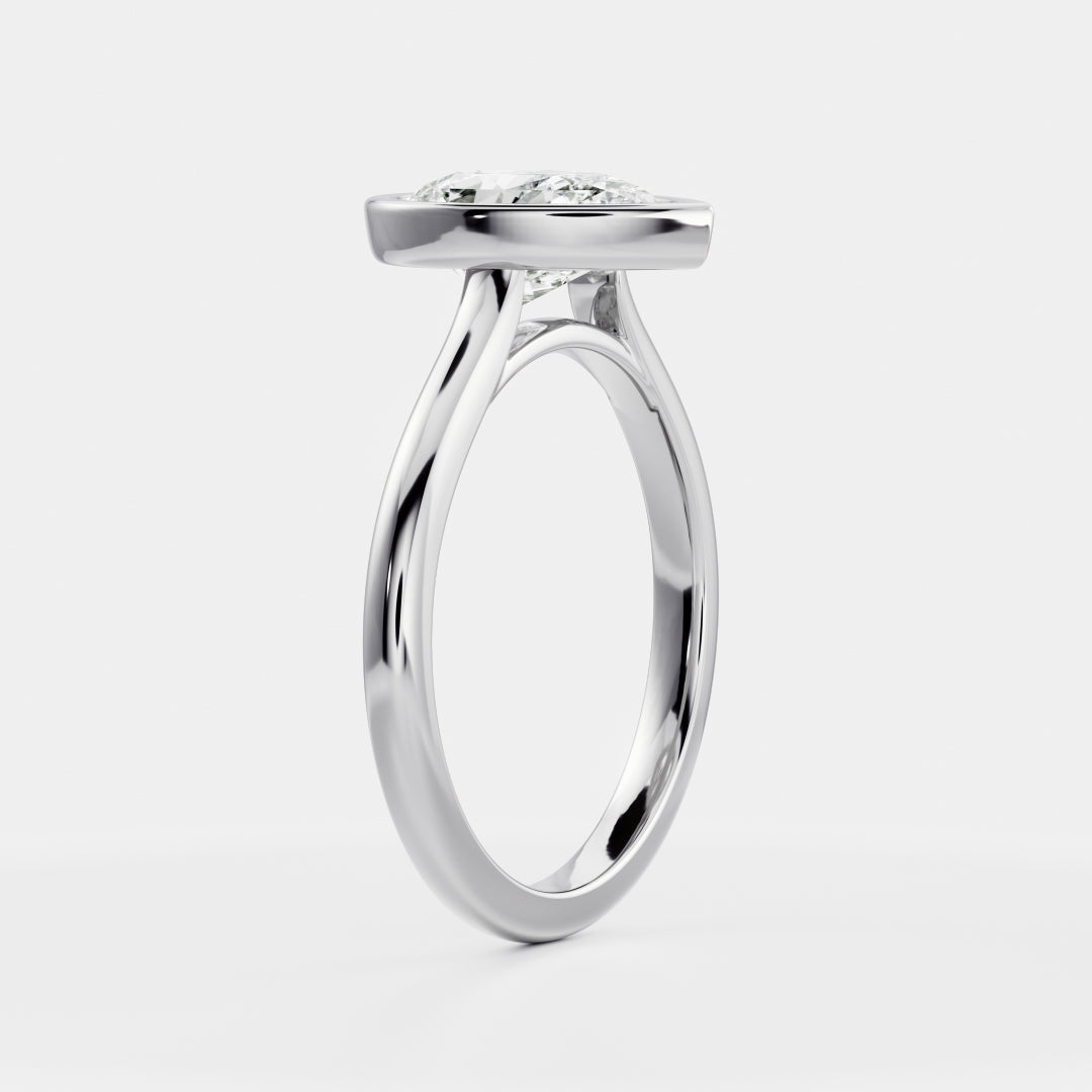 Solitaire Bezel Cathedral-Pear Lab Grown Diamond Engagement Ring - Detail view