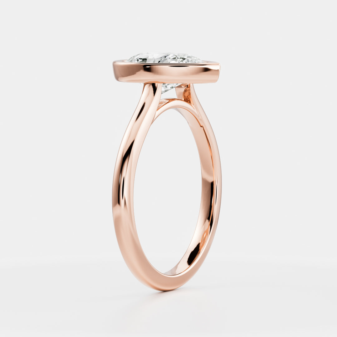 Solitaire Bezel Cathedral-Pear Lab Grown Diamond Engagement Ring - Front view