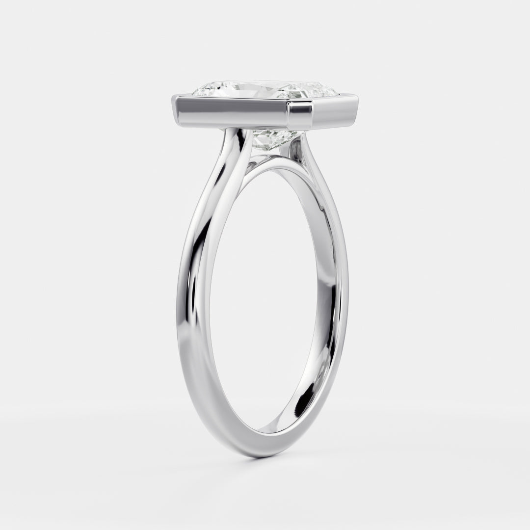 Solitaire Bezel & Cathedral-Radiant Lab Grown Diamond Engagement Ring - Detail view