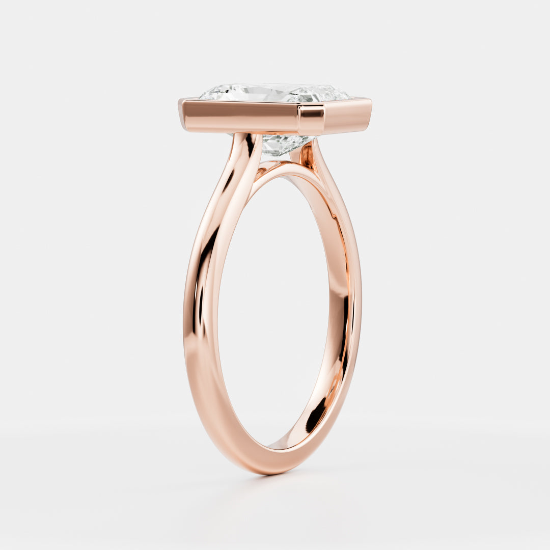 Solitaire Bezel & Cathedral-Radiant Lab Grown Diamond Engagement Ring - Lifestyle