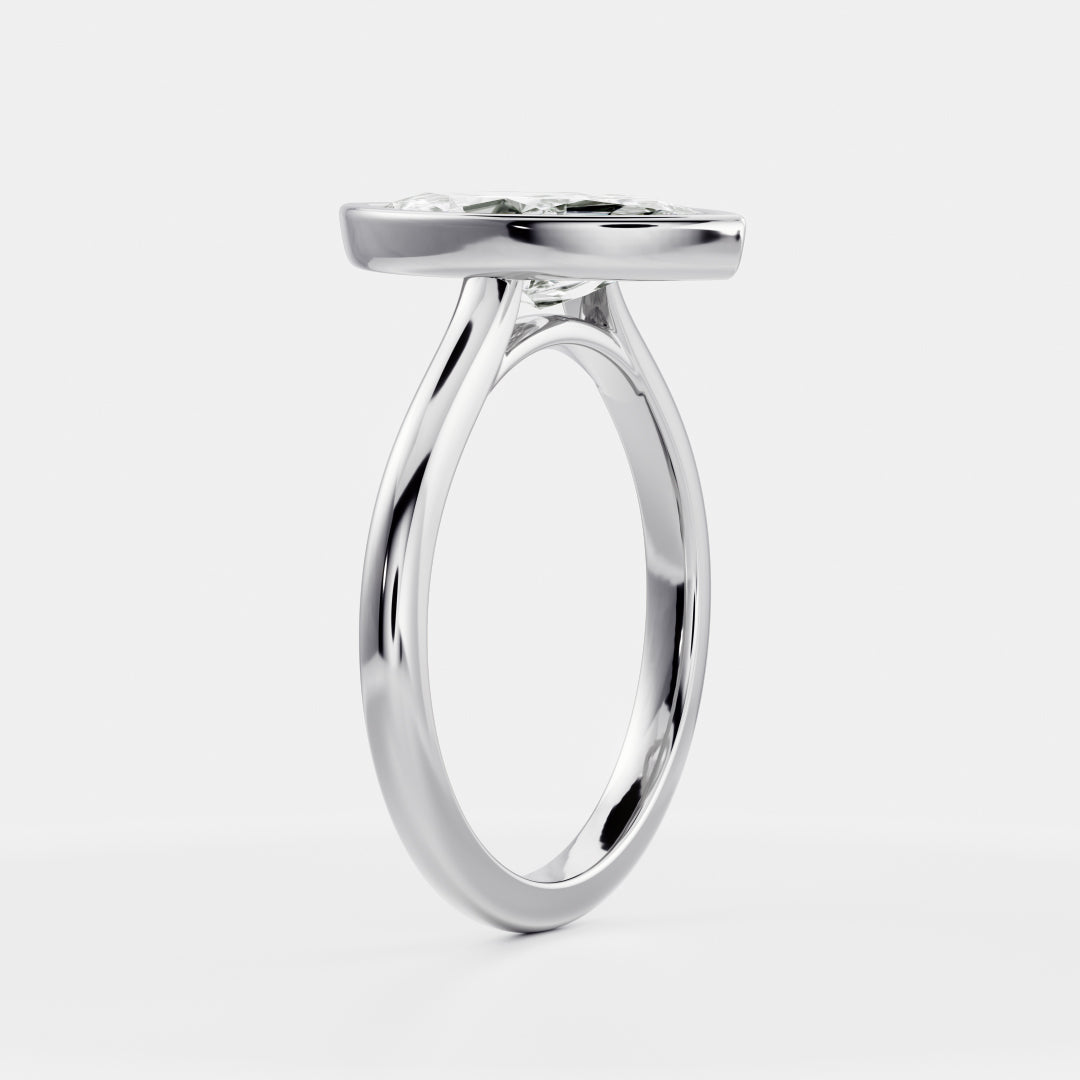 Solitaire Bezel Low Profile-Marquise Lab Grown Diamond Engagement Ring - Detail view