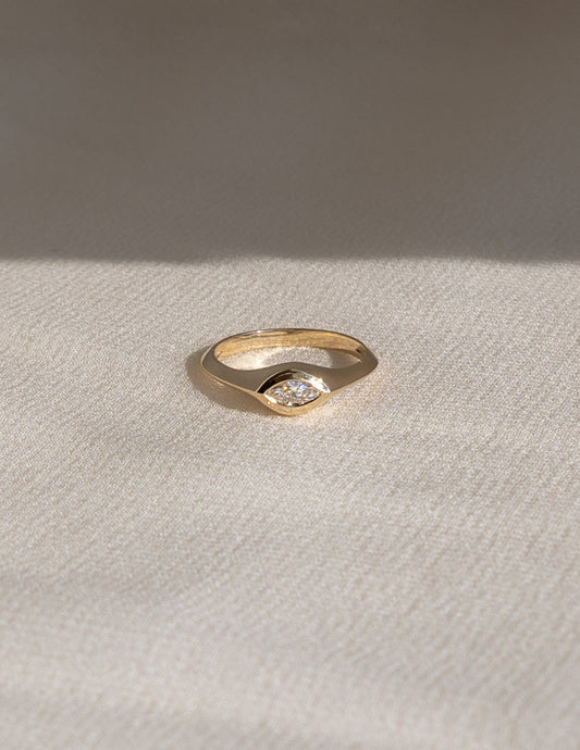 Solitaire Bezel-Marquise Lab Grown Diamond Engagement Ring - Front view