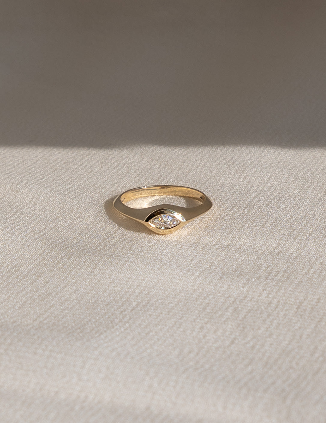 Solitaire Bezel-Marquise Lab Grown Diamond Engagement Ring - Front view