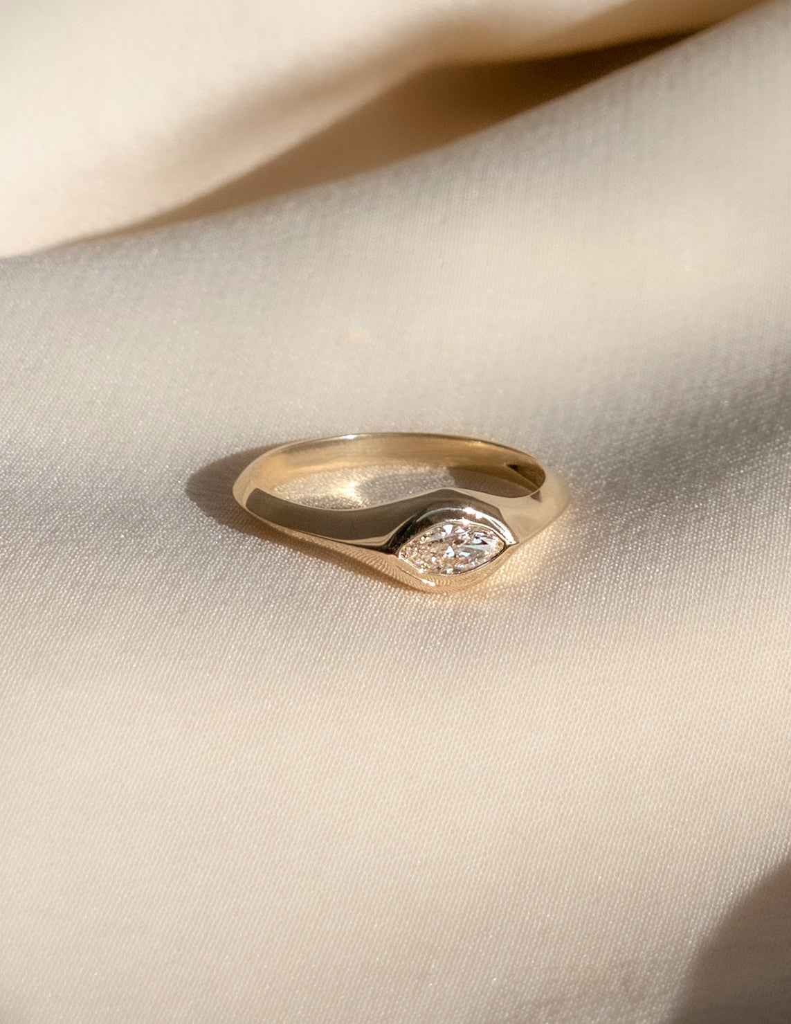 Solitaire Bezel-Marquise Lab Grown Diamond Engagement Ring - Front view