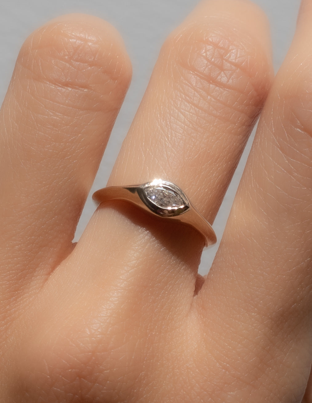 Solitaire Bezel-Marquise Lab Grown Diamond Engagement Ring - Side view