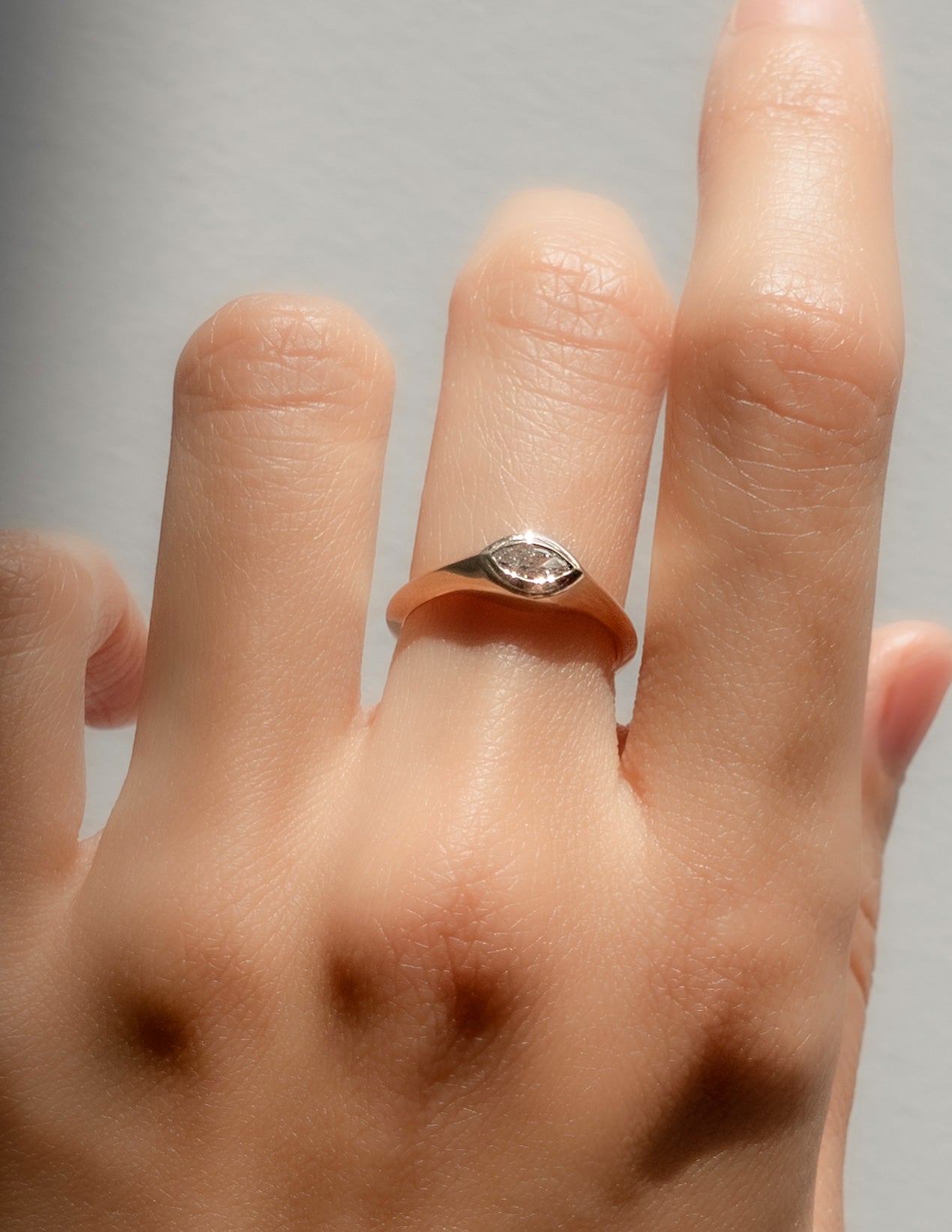 Solitaire Bezel-Marquise Lab Grown Diamond Engagement Ring - Lifestyle