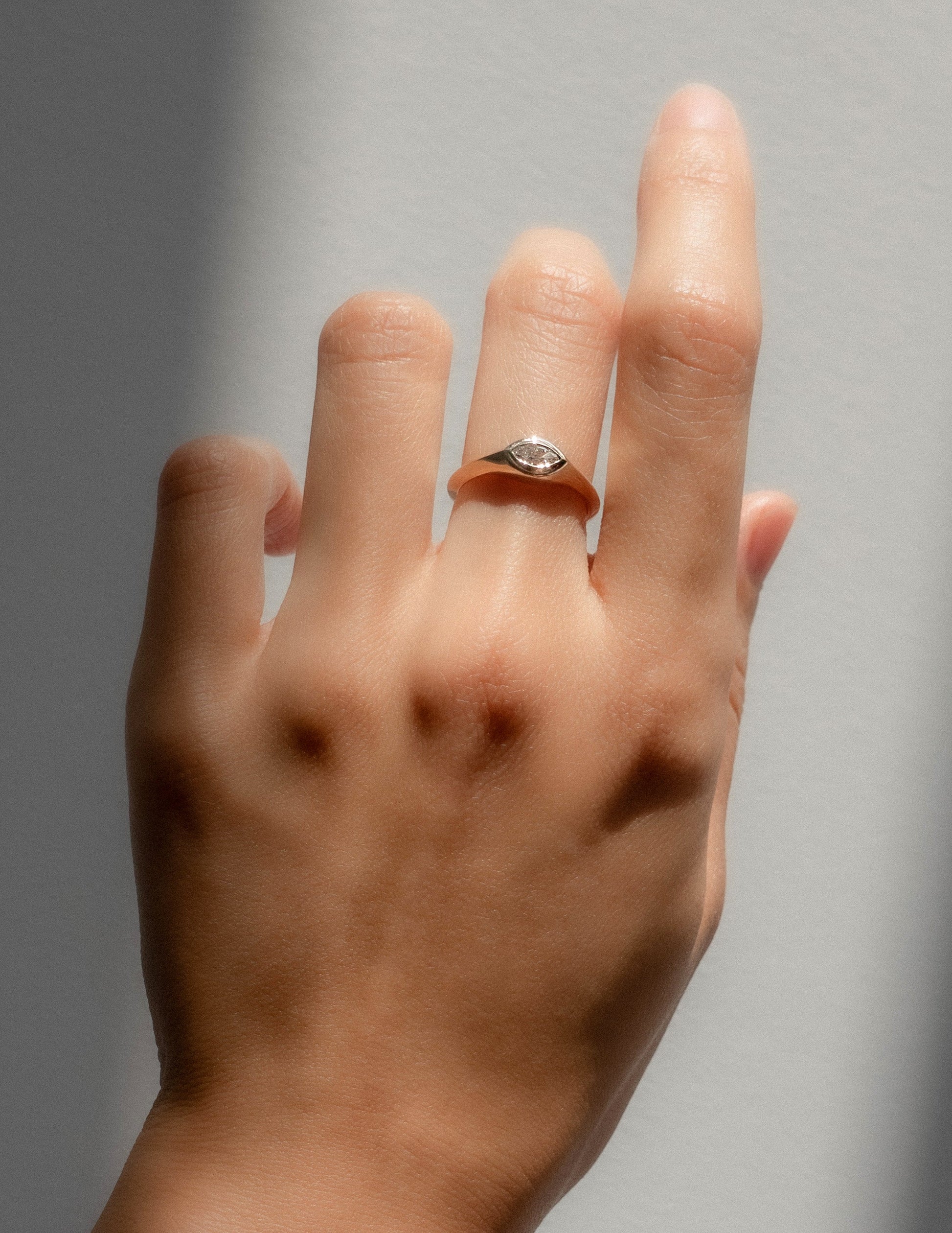 Solitaire Bezel-Marquise Lab Grown Diamond Engagement Ring - Front view