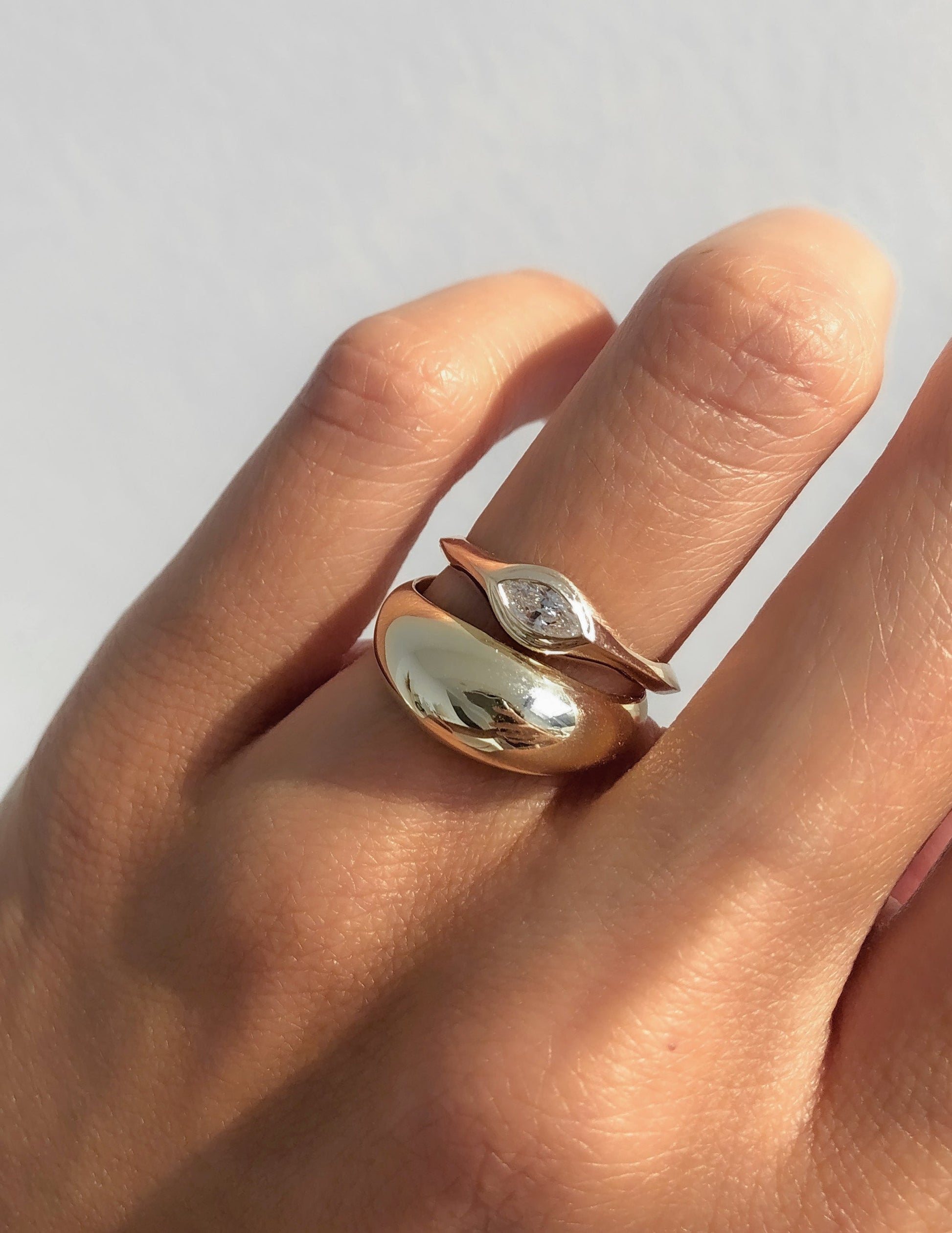 Solitaire Bezel-Marquise Lab Grown Diamond Engagement Ring - Side view