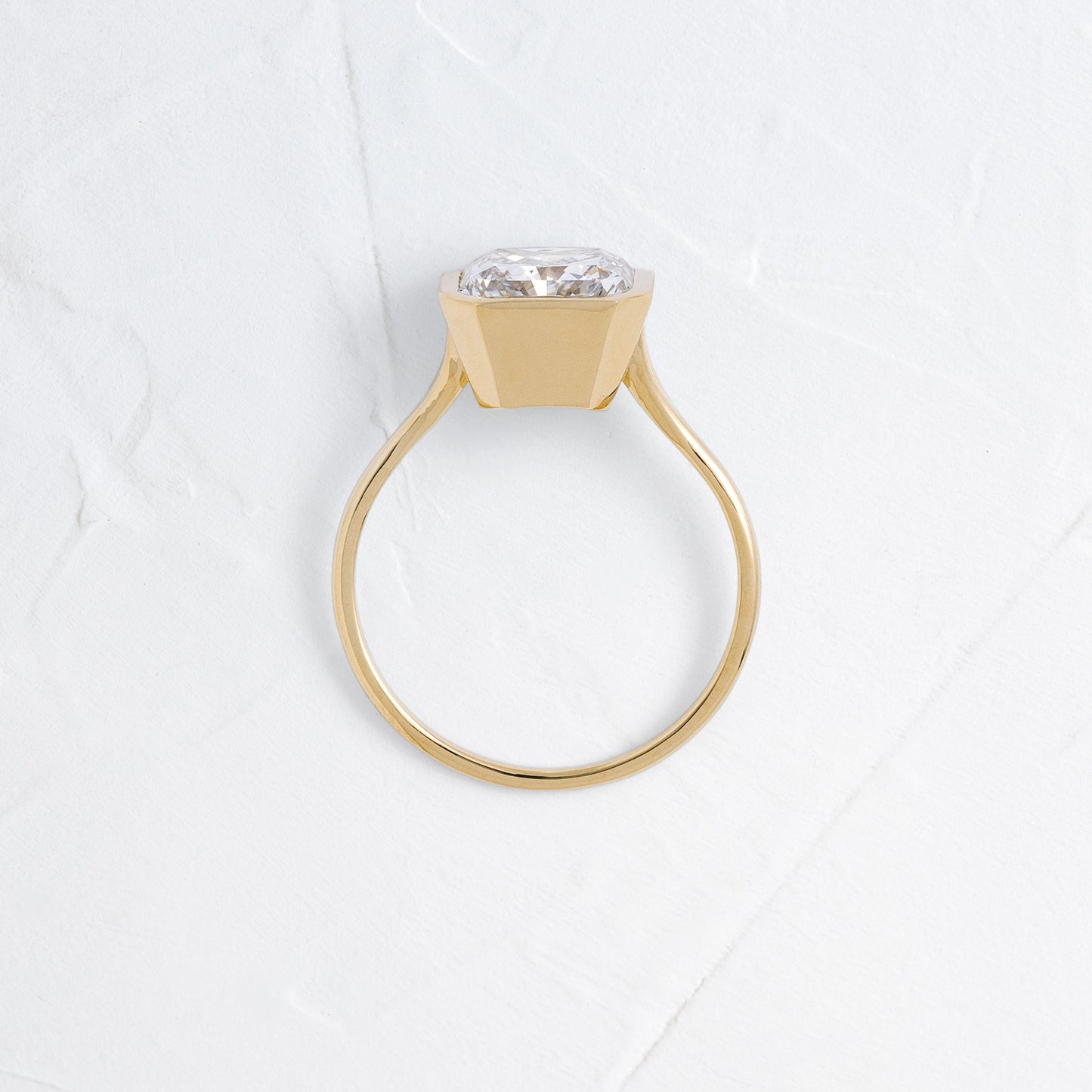 Solitaire Bezel-Square Radiant Lab Grown Diamond Engagement Ring - Side view